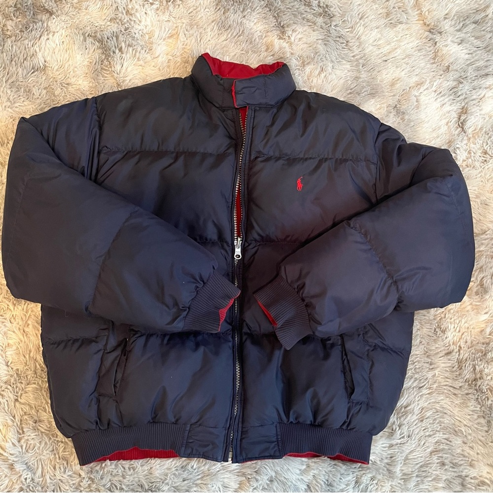 Vintage Reversible Polo Ralph Lauren Navy/ Red Puffer Jacket - Picture 3 of 12
